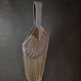 Falling cutdana bag in multi gold and silver
